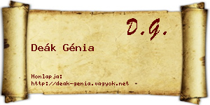 Deák Génia névjegykártya